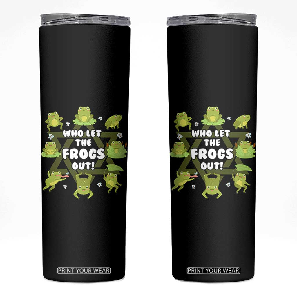 Funny Passover Skinny Tumbler Who Let the Frogs Out Jewish Seder Fami TS02 Black Print Your Wear