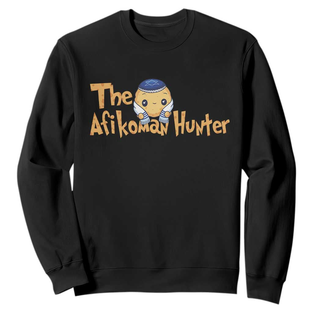 Funny Passover Sweatshirt Afikoman Hunter Jewish Family Seder Matzah TS02 Black Print Your Wear