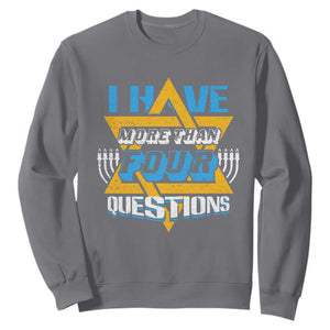 Funny Passover Sweatshirt Funny I Have More Than Four Questions Passover Kids TS02 Charcoal Print Your Wear