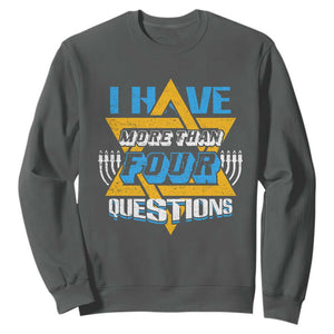 Funny Passover Sweatshirt Funny I Have More Than Four Questions Passover Kids TS02 Dark Heather Print Your Wear