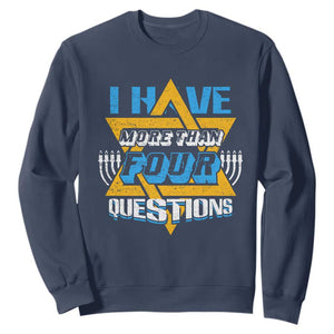 Funny Passover Sweatshirt Funny I Have More Than Four Questions Passover Kids TS02 Navy Print Your Wear