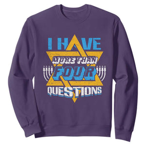 Funny Passover Sweatshirt Funny I Have More Than Four Questions Passover Kids TS02 Purple Print Your Wear