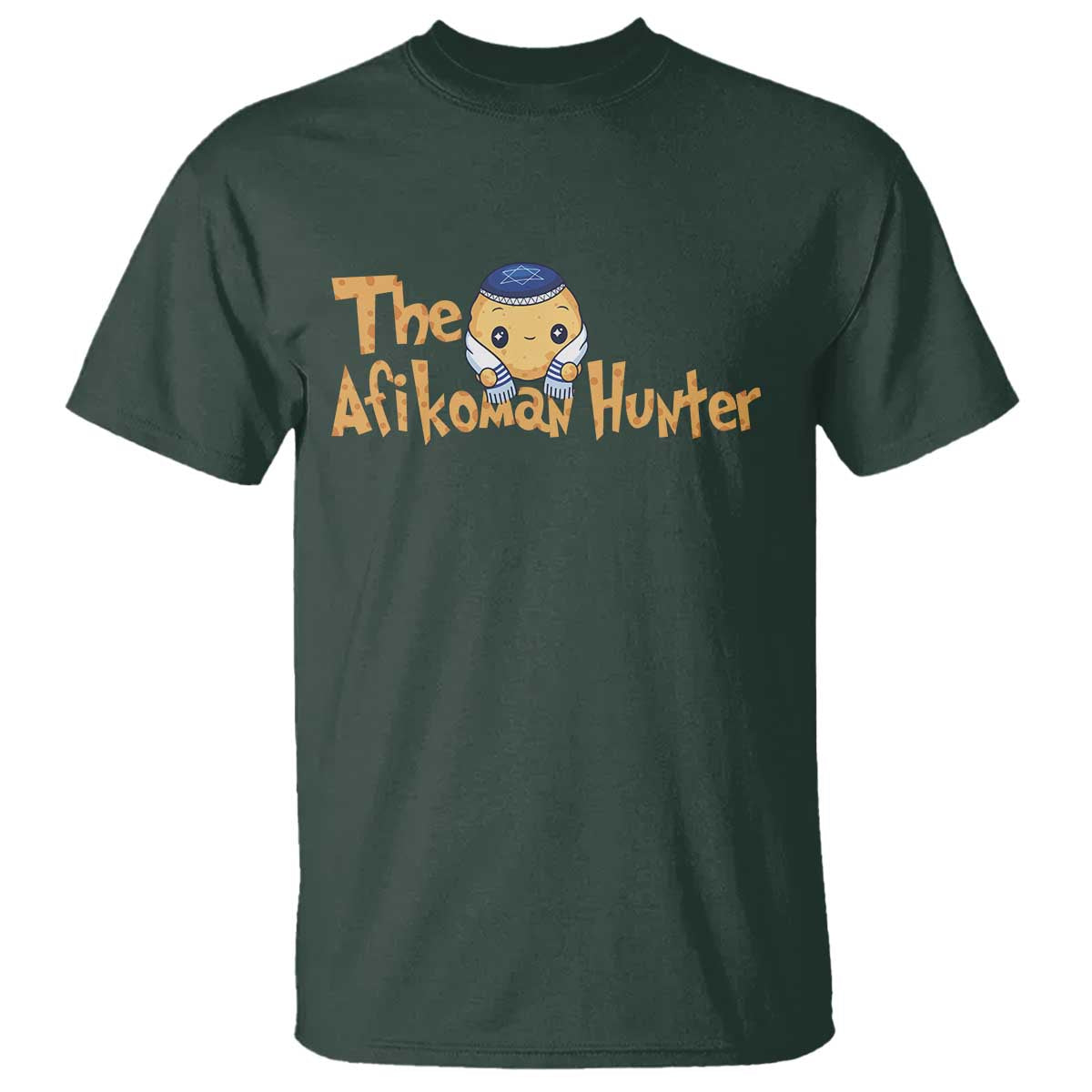 Funny Passover T Shirt Afikoman Hunter Jewish Family Seder Matzah TS02 Dark Forest Green Print Your Wear