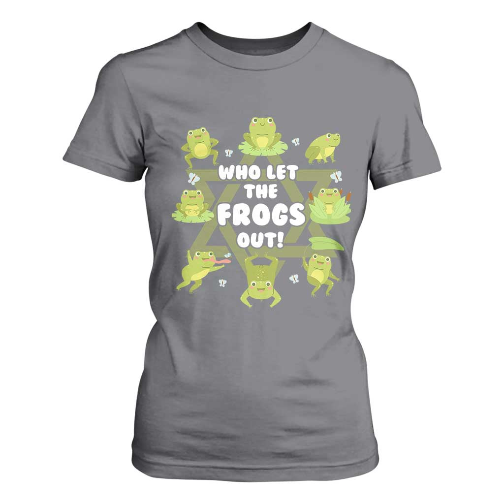 Funny Passover T Shirt For Women Who Let the Frogs Out Jewish Seder Fami TS02 Charcoal Print Your Wear