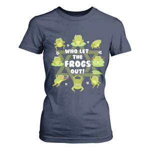 Funny Passover T Shirt For Women Who Let the Frogs Out Jewish Seder Fami TS02 Navy Print Your Wear