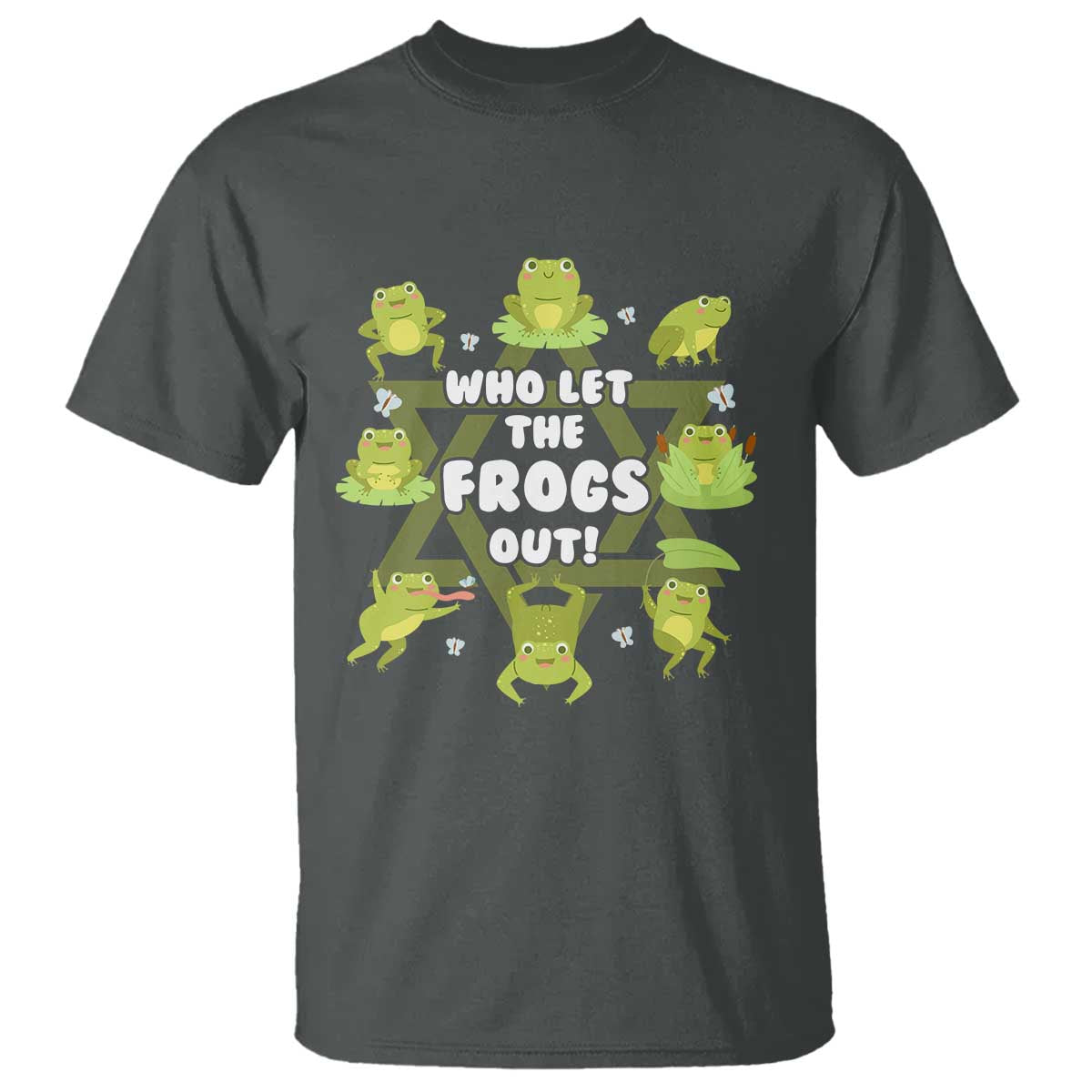 Funny Passover T Shirt Who Let the Frogs Out Jewish Seder Fami TS02 Dark Heather Print Your Wear