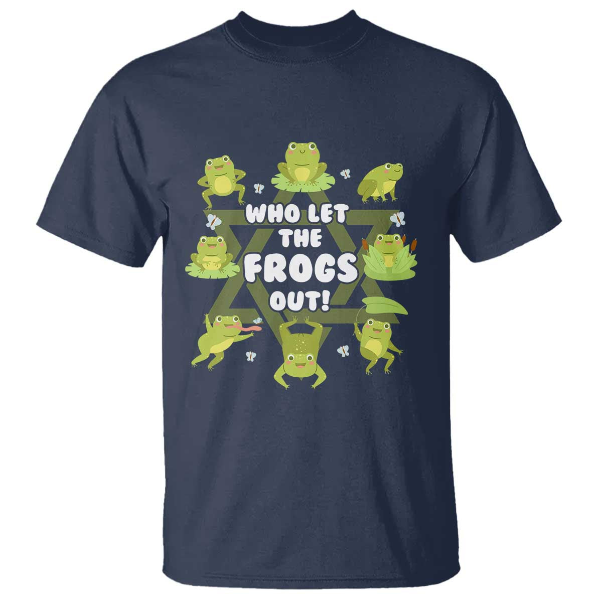 Funny Passover T Shirt Who Let the Frogs Out Jewish Seder Fami TS02 Navy Print Your Wear