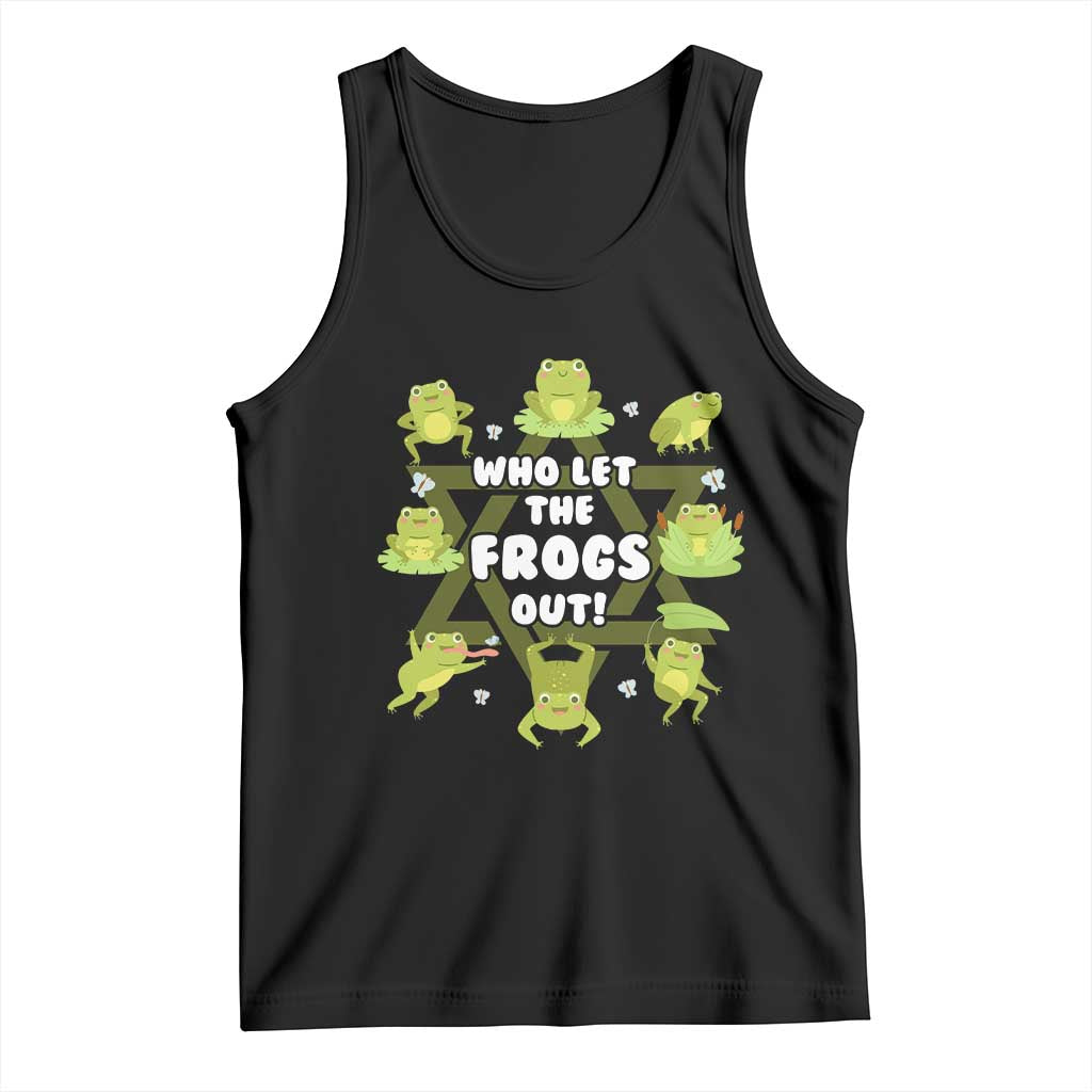 Funny Passover Tank Top Who Let the Frogs Out Jewish Seder Fami TS02 Black Print Your Wear