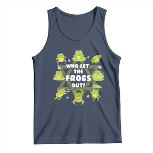 Funny Passover Tank Top Who Let the Frogs Out Jewish Seder Fami TS02 Navy Print Your Wear