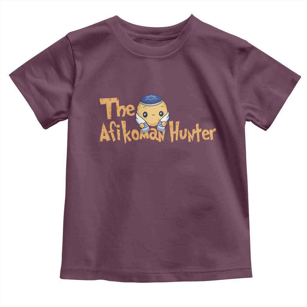 Funny Passover Toddler T Shirt - Afikoman Hunter Jewish Family Seder Matzah Kids Tee TS02 Maroon Print Your Wear
