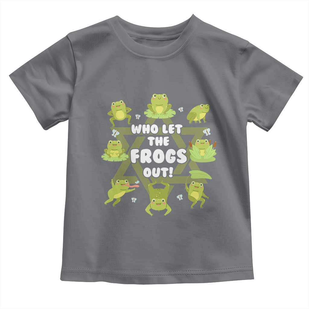 Funny Passover Toddler T Shirt Who Let the Frogs Out Jewish Seder Fami TS02 Charcoal Print Your Wear