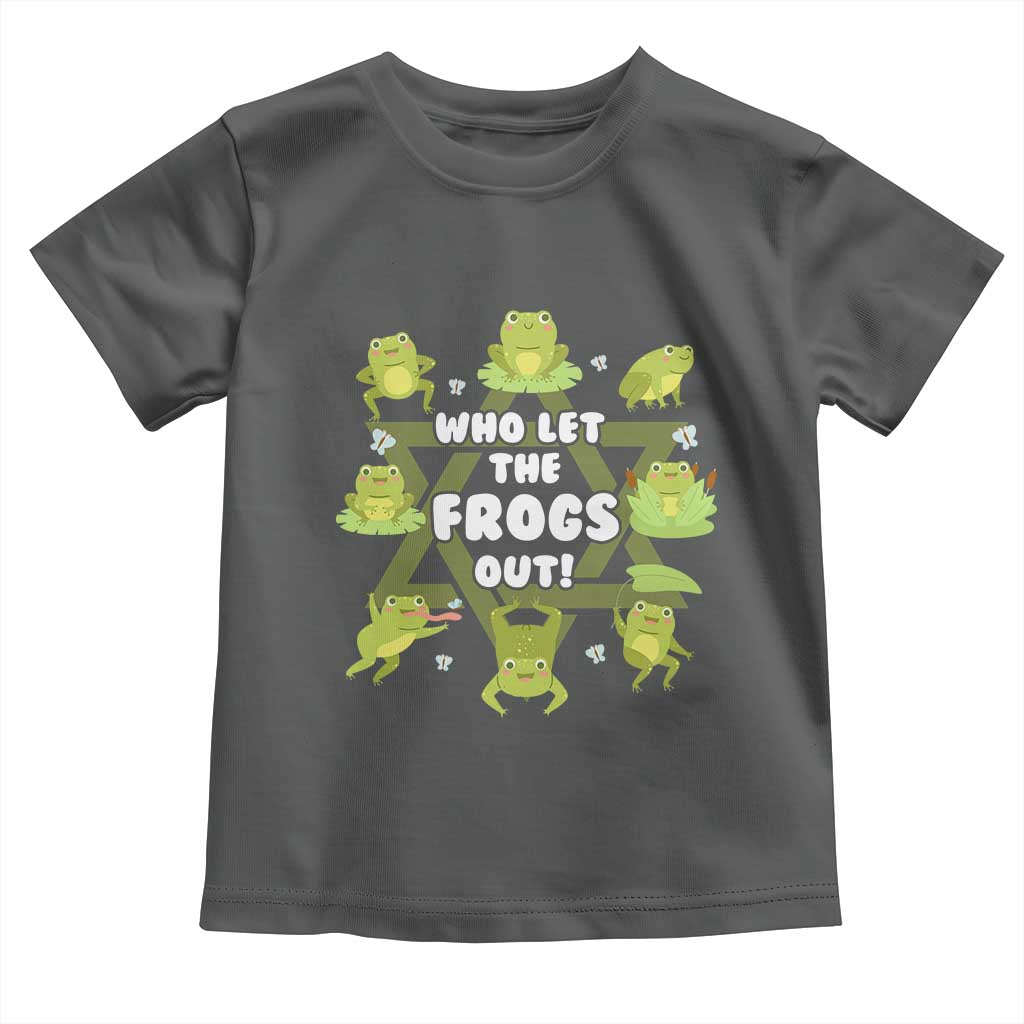 Funny Passover Toddler T Shirt Who Let the Frogs Out Jewish Seder Fami TS02 Dark Heather Print Your Wear
