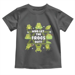 Funny Passover Toddler T Shirt Who Let the Frogs Out Jewish Seder Fami TS02 Dark Heather Print Your Wear
