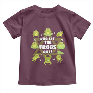 Funny Passover Toddler T Shirt Who Let the Frogs Out Jewish Seder Fami TS02 Maroon Print Your Wear
