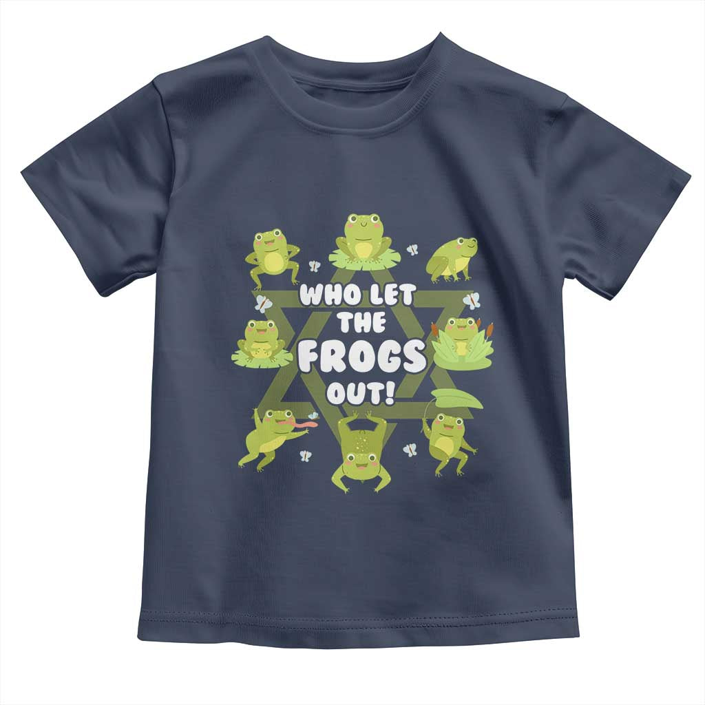 Funny Passover Toddler T Shirt Who Let the Frogs Out Jewish Seder Fami TS02 Navy Print Your Wear