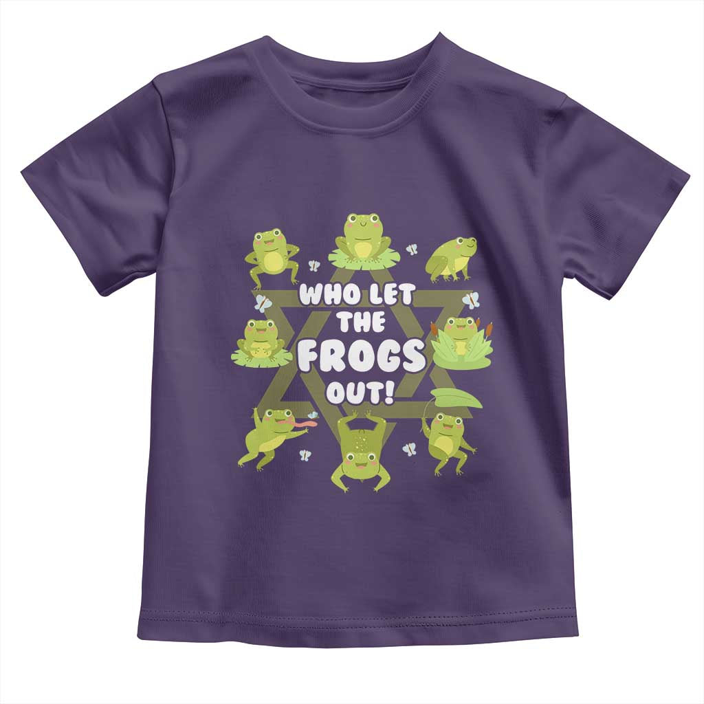 Funny Passover Toddler T Shirt Who Let the Frogs Out Jewish Seder Fami TS02 Purple Print Your Wear