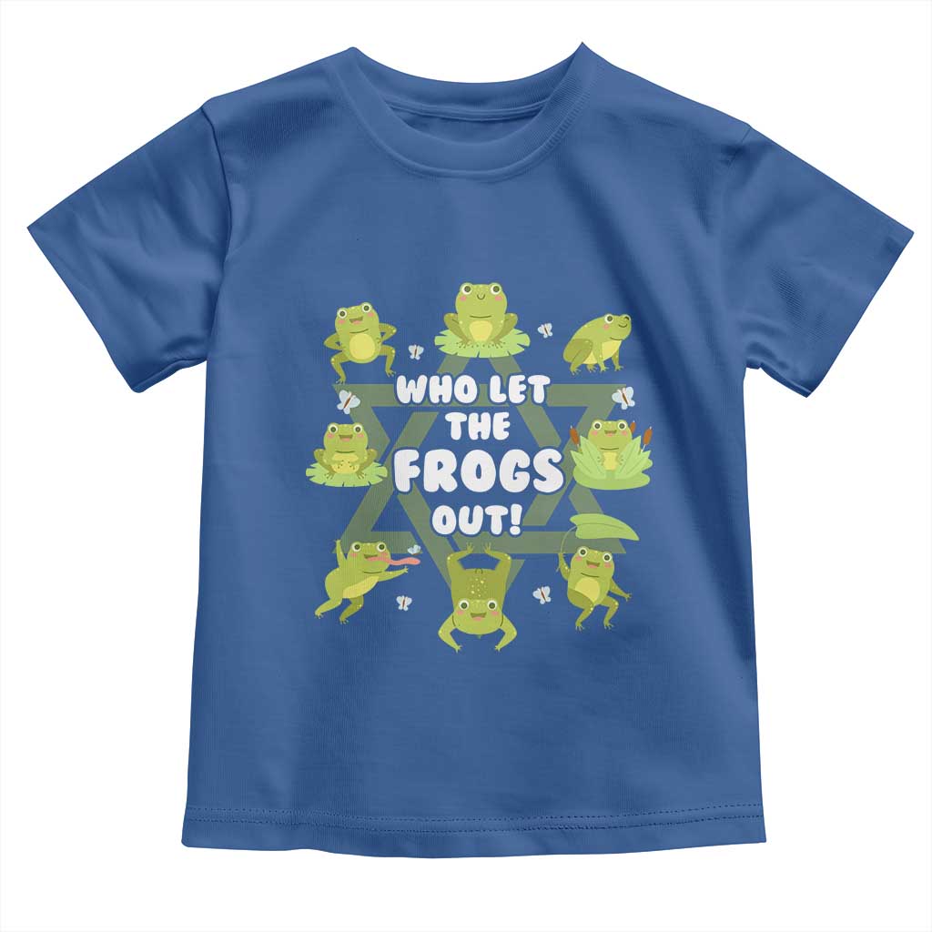Funny Passover Toddler T Shirt Who Let the Frogs Out Jewish Seder Fami TS02 Royal Blue Print Your Wear