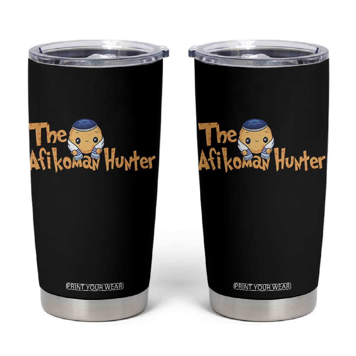 Funny Passover Tumbler Cup Afikoman Hunter Jewish Family Seder Matzah TS02 Black Print Your Wear