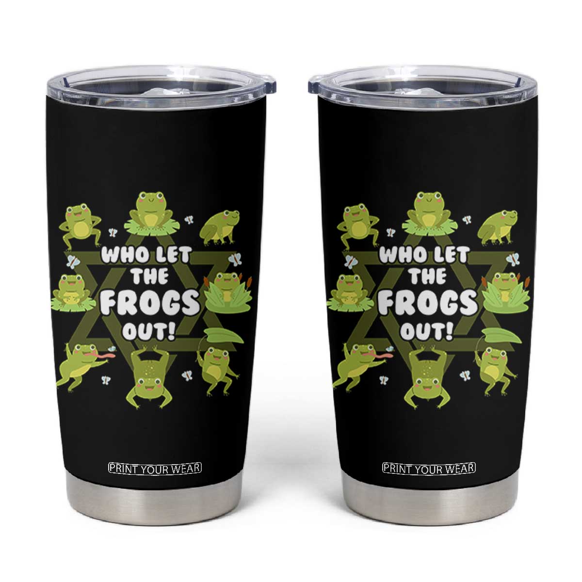 Funny Passover Tumbler Cup Who Let the Frogs Out Jewish Seder Fami TS02 Black Print Your Wear