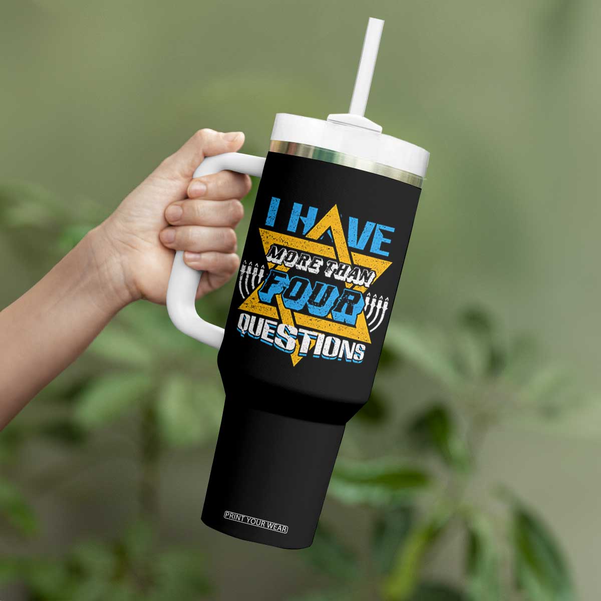 Funny Passover Tumbler With Handle Funny I Have More Than Four Questions Passover Kids TS02 Print Your Wear