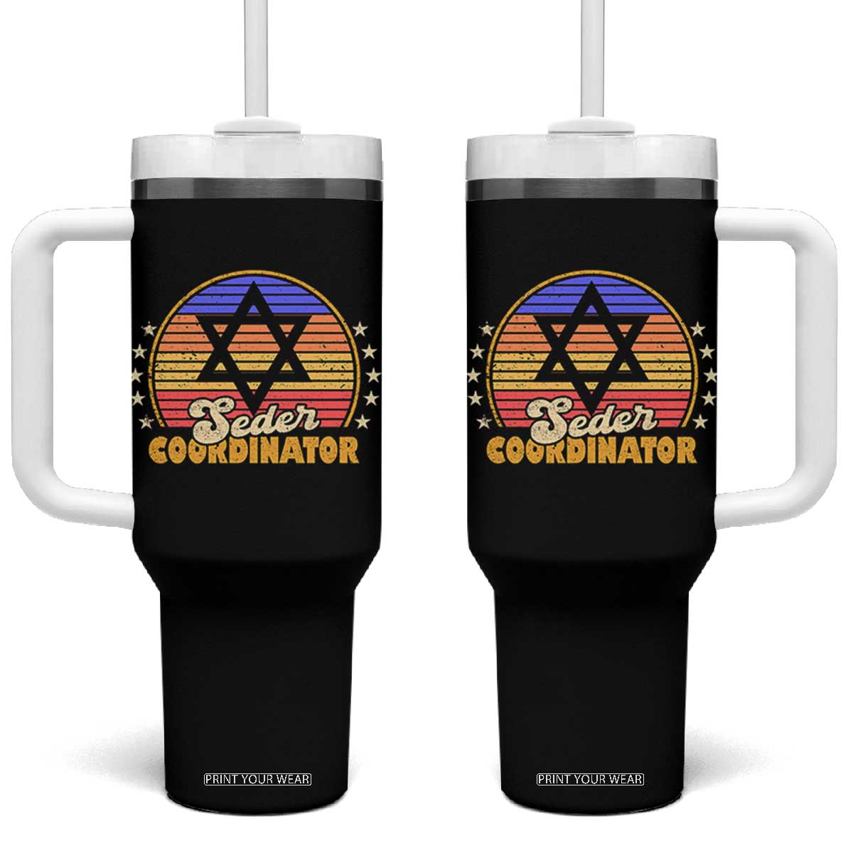 Funny Passover Tumbler With Handle Seder Coordinator Jewish Passover Leader TS02 One Size: 40 oz Black Print Your Wear