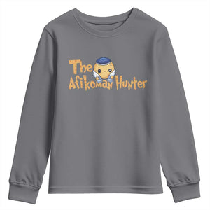 Funny Passover Youth Sweatshirt Afikoman Hunter Jewish Family Seder Matzah TS02 Charcoal Print Your Wear