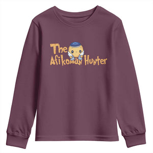 Funny Passover Youth Sweatshirt Afikoman Hunter Jewish Family Seder Matzah TS02 Maroon Print Your Wear