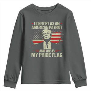 Funny Patriot Trump 4th Of July Youth Sweatshirt I Identify As An American Patriot And This Is My Pride Flag TS11 Dark Heather Print Your Wear