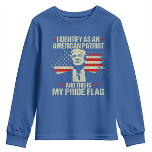 Funny Patriot Trump 4th Of July Youth Sweatshirt I Identify As An American Patriot And This Is My Pride Flag TS11 Royal Blue Print Your Wear