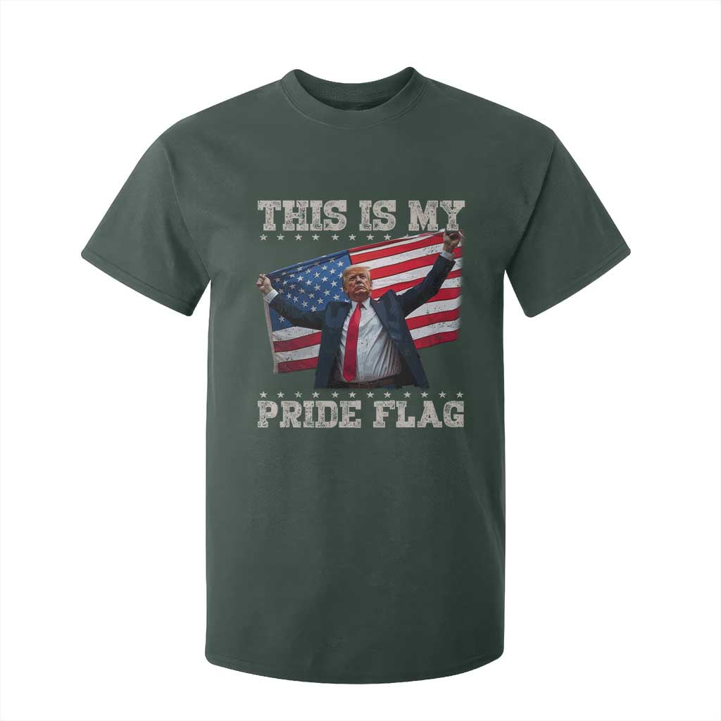 Funny Patriot Trump This Is My Pride Flag T Shirt For Kid 4th Of July American Flag TS11 Dark Forest Green Print Your Wear