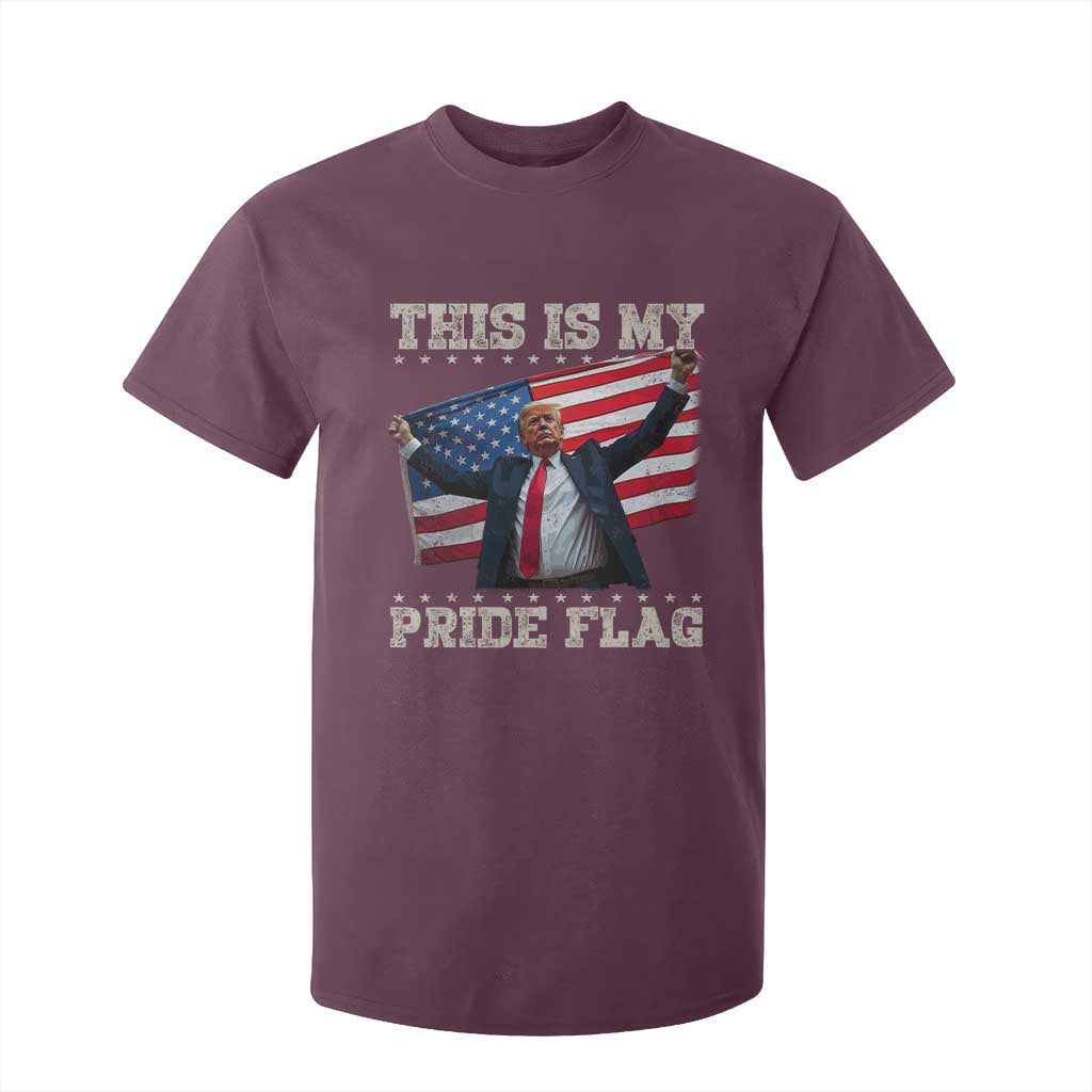 Funny Patriot Trump This Is My Pride Flag T Shirt For Kid 4th Of July American Flag TS11 Maroon Print Your Wear