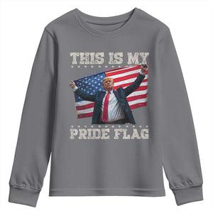 Funny Patriot Trump This Is My Pride Flag Youth Sweatshirt 4th Of July American Flag TS11 Charcoal Print Your Wear