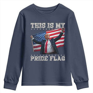 Funny Patriot Trump This Is My Pride Flag Youth Sweatshirt 4th Of July American Flag TS11 Navy Print Your Wear