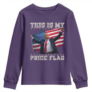 Funny Patriot Trump This Is My Pride Flag Youth Sweatshirt 4th Of July American Flag TS11 Purple Print Your Wear