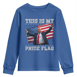 Funny Patriot Trump This Is My Pride Flag Youth Sweatshirt 4th Of July American Flag TS11 Royal Blue Print Your Wear