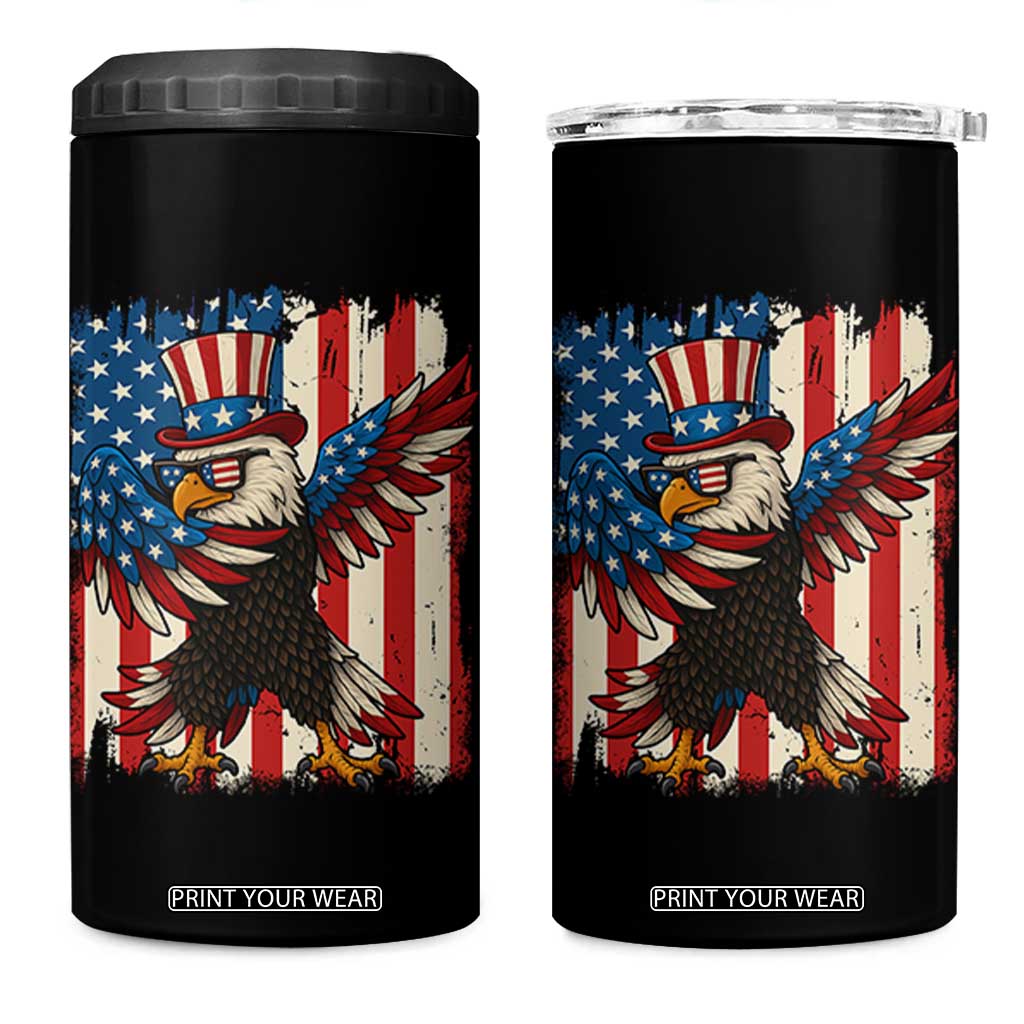 Funny Patriotic Dabbing American Flag Bald Eagle 4th Of July 4 in 1 Can Cooler Tumbler TS11 One Size: 16 oz Black Print Your Wear