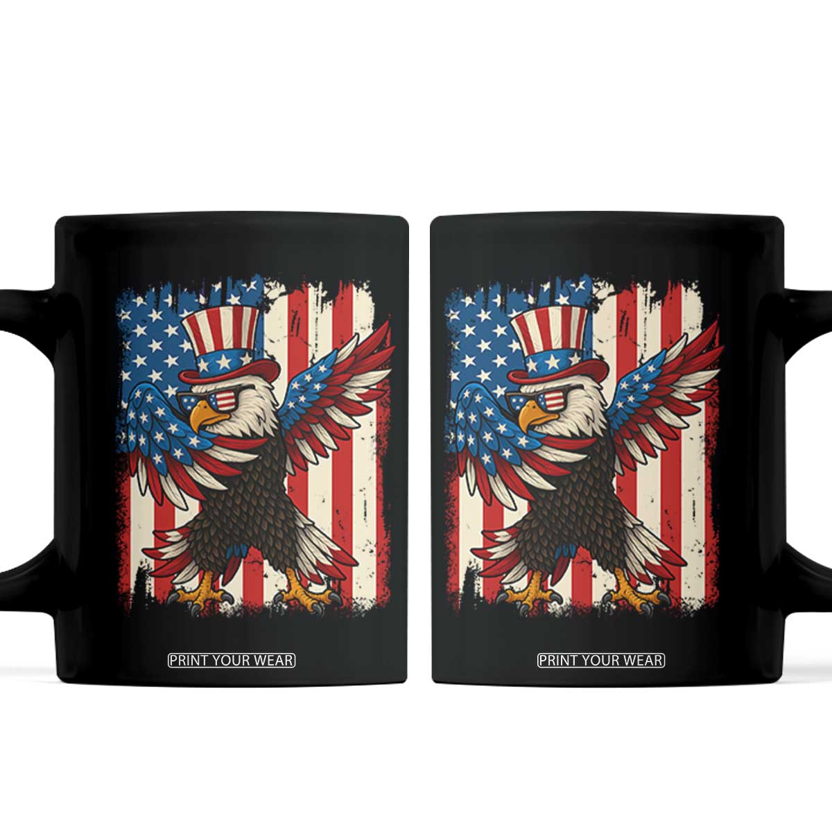 Funny Patriotic Dabbing American Flag Bald Eagle 4th Of July Coffee Mug TS11 Black Print Your Wear