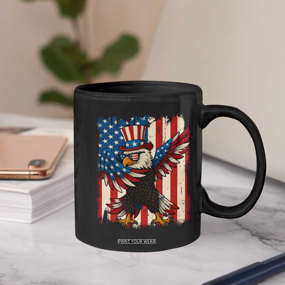 Funny Patriotic Dabbing American Flag Bald Eagle 4th Of July Coffee Mug TS11 Print Your Wear