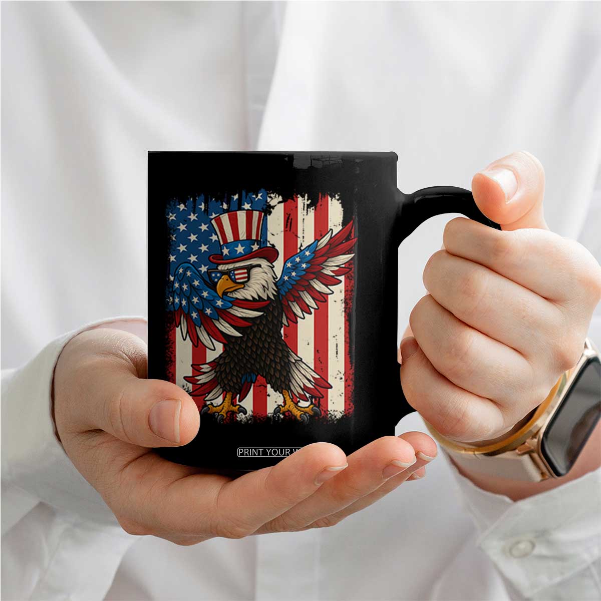 Funny Patriotic Dabbing American Flag Bald Eagle 4th Of July Coffee Mug TS11 Print Your Wear