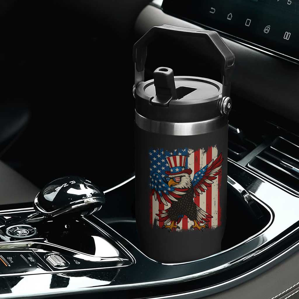 Funny Patriotic Dabbing American Flag Bald Eagle 4th Of July Flip Straw Tumbler TS11 Print Your Wear