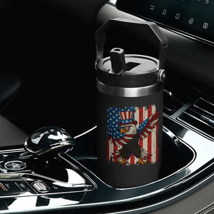 Funny Patriotic Dabbing American Flag Bald Eagle 4th Of July Flip Straw Tumbler TS11 Print Your Wear