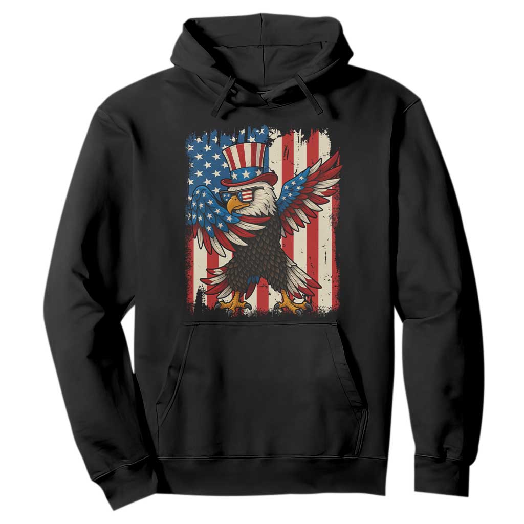 Funny Patriotic Dabbing American Flag Bald Eagle 4th Of July Hoodie TS11 Black Print Your Wear