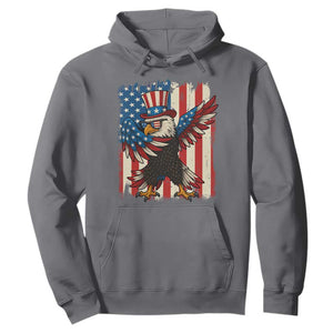 Funny Patriotic Dabbing American Flag Bald Eagle 4th Of July Hoodie TS11 Charcoal Print Your Wear
