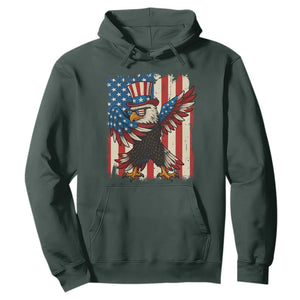 Funny Patriotic Dabbing American Flag Bald Eagle 4th Of July Hoodie TS11 Dark Forest Green Print Your Wear