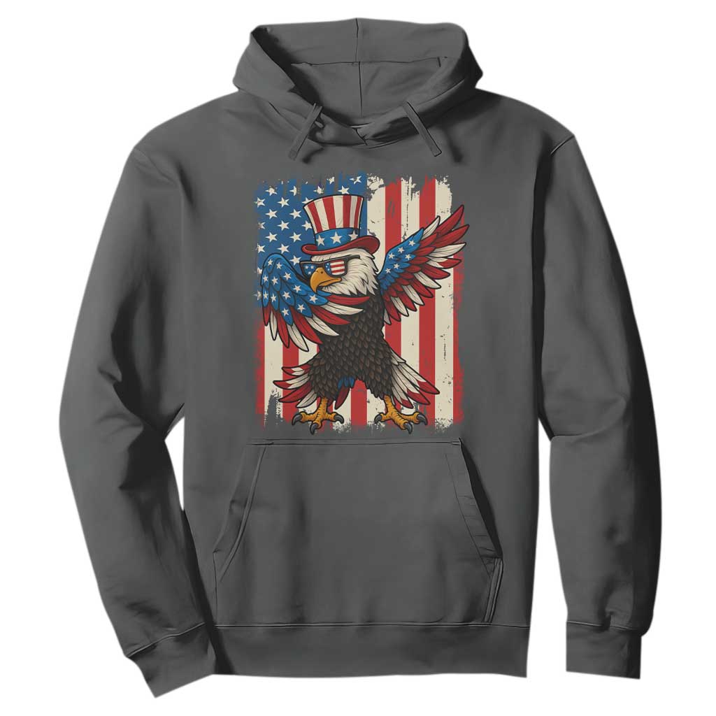 Funny Patriotic Dabbing American Flag Bald Eagle 4th Of July Hoodie TS11 Dark Heather Print Your Wear
