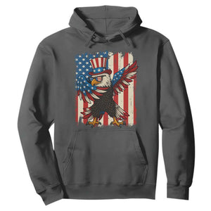 Funny Patriotic Dabbing American Flag Bald Eagle 4th Of July Hoodie TS11 Dark Heather Print Your Wear