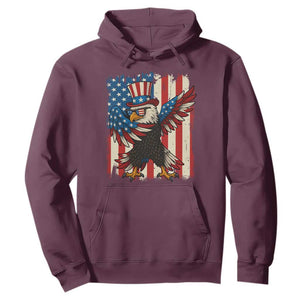 Funny Patriotic Dabbing American Flag Bald Eagle 4th Of July Hoodie TS11 Maroon Print Your Wear