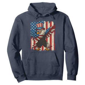 Funny Patriotic Dabbing American Flag Bald Eagle 4th Of July Hoodie TS11 Navy Print Your Wear