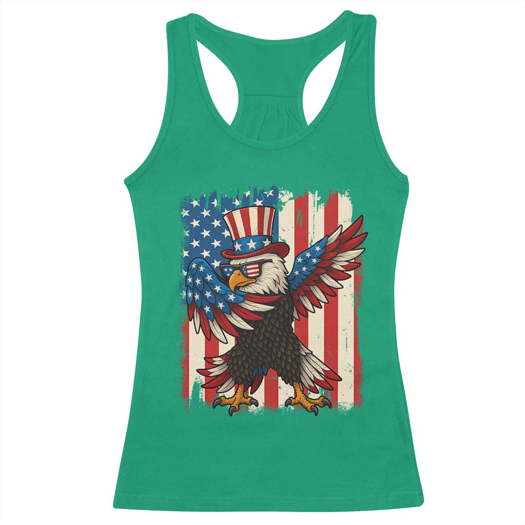 Funny Patriotic Dabbing American Flag Bald Eagle 4th Of July Racerback Tank Top TS11 Irish Green Print Your Wear