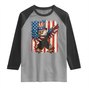 Funny Patriotic Dabbing American Flag Bald Eagle 4th Of July Raglan Shirt TS11 Sport Gray Black Print Your Wear
